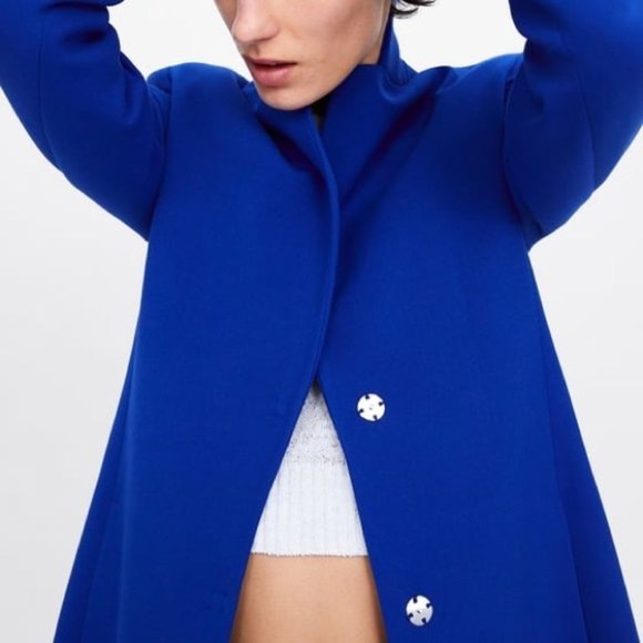 Zara Lapel Collar Frock Coat Bluish, XS - Picture 3 of 5
